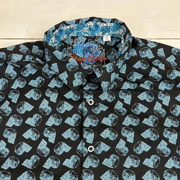 Robert Graham Short Sleeve Shirt Mens XL Graphic Skull Print